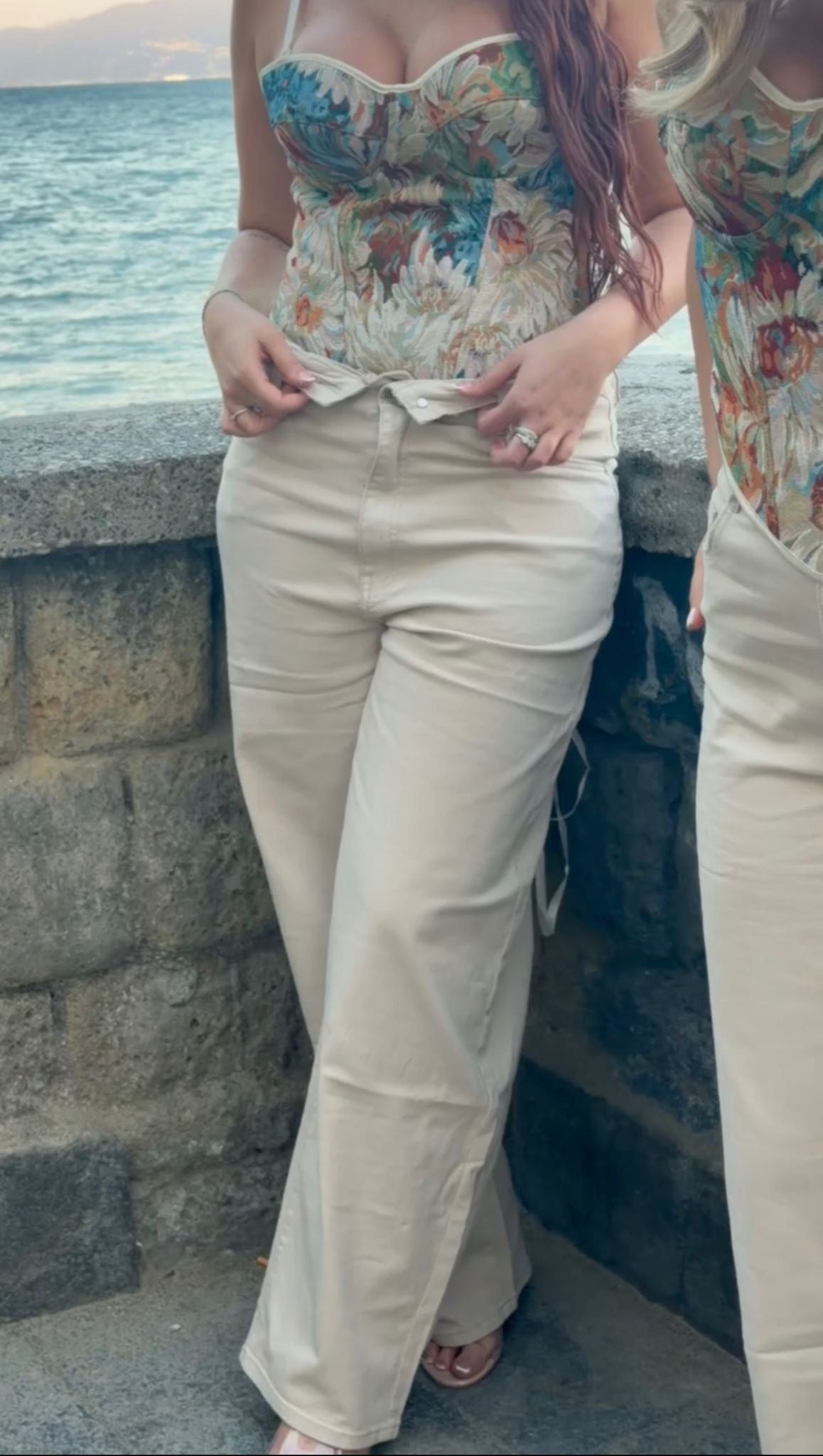 Jeans risvolto beige